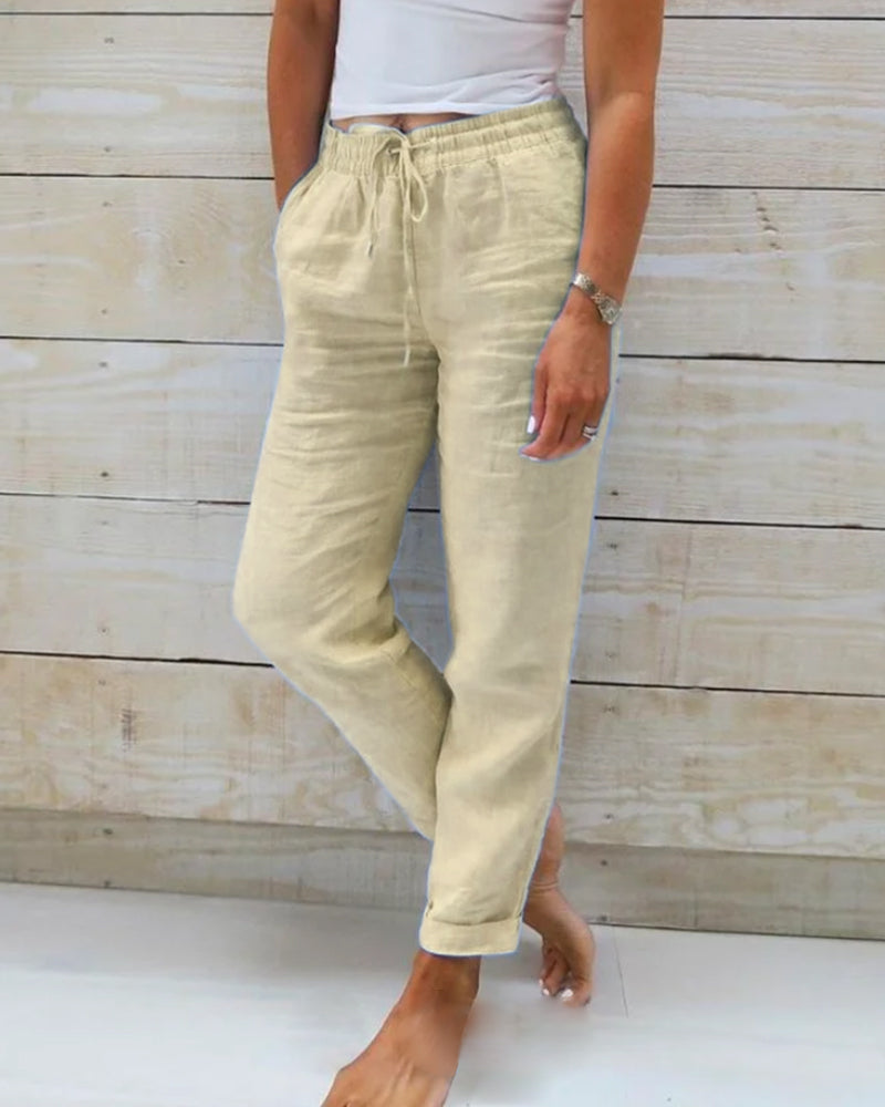 Monika™ cotton pants with elastic waistband