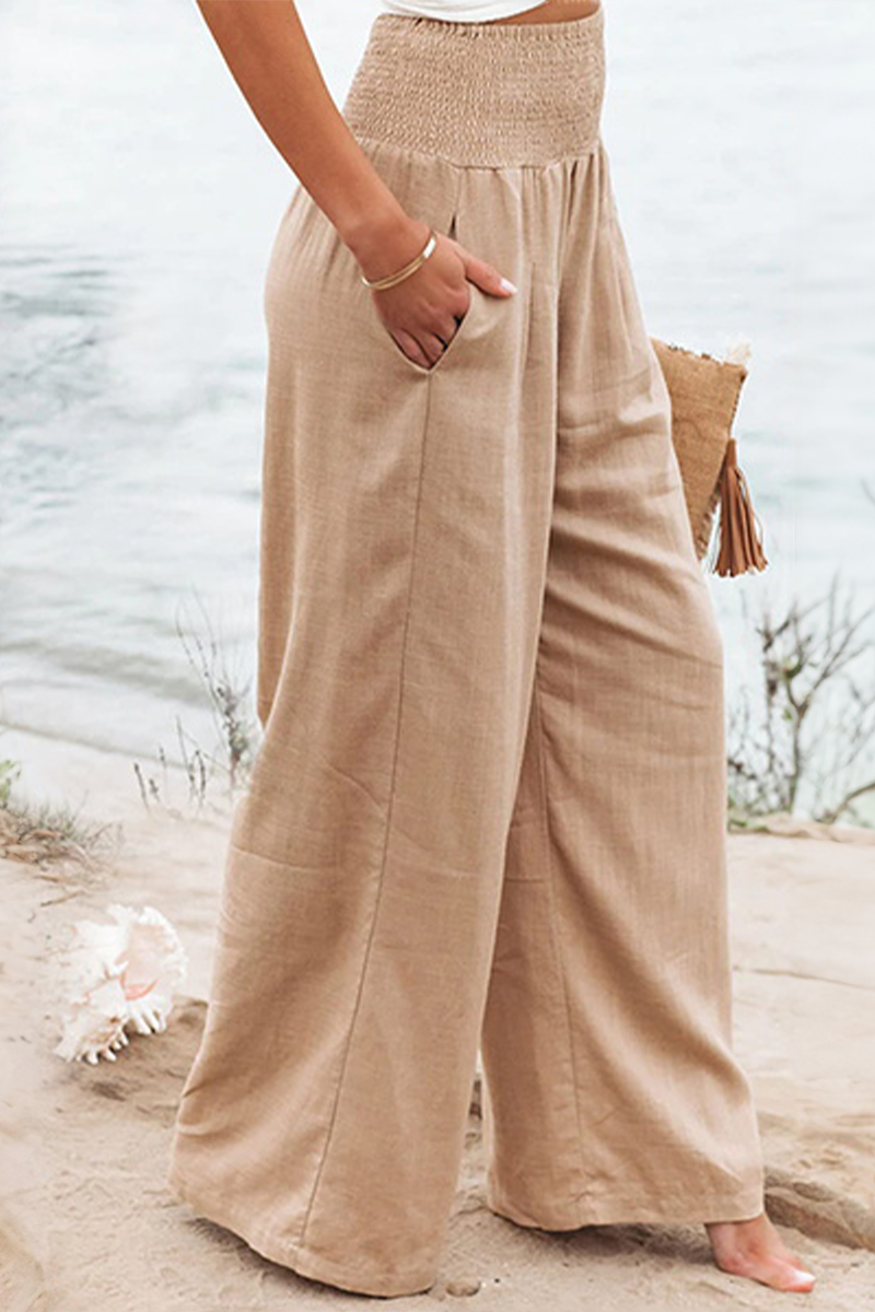 Milda™ High-Waist Cotton Linen Palazzo Trousers