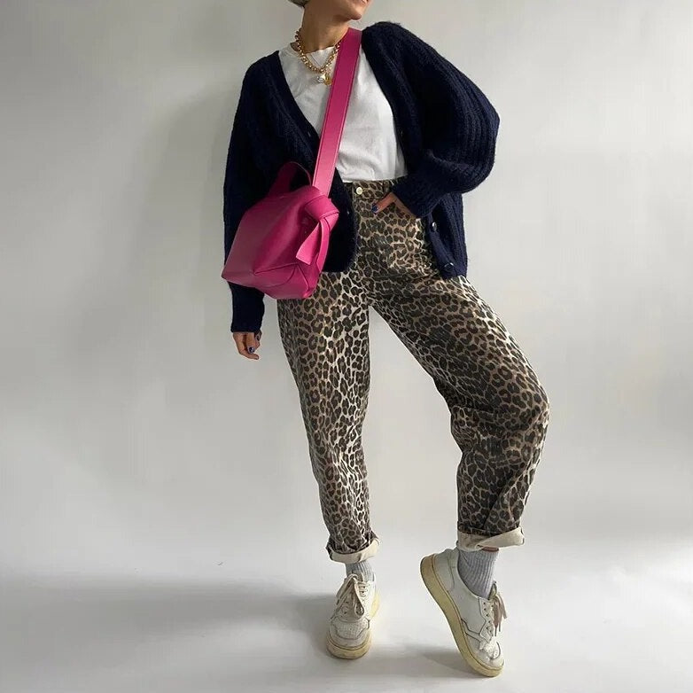 Benthe™ Vintage Jeans With Leopard Print