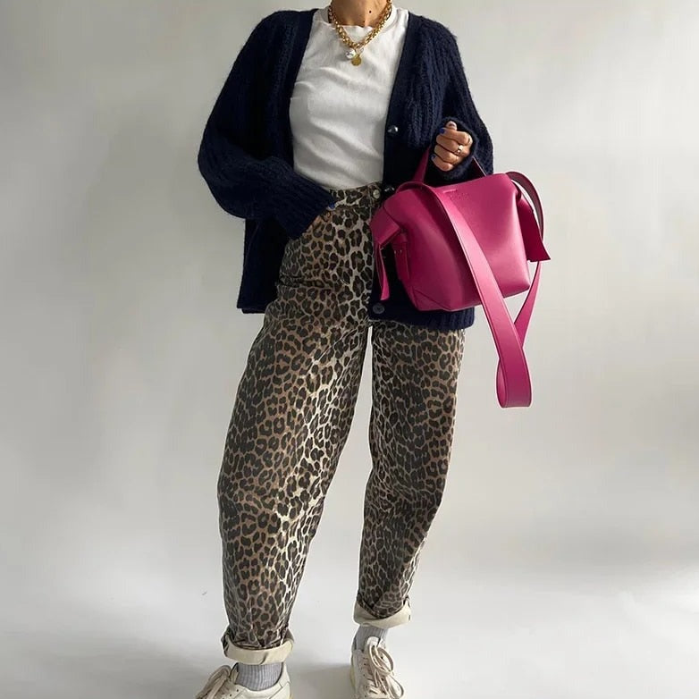 Benthe™ Vintage Jeans With Leopard Print