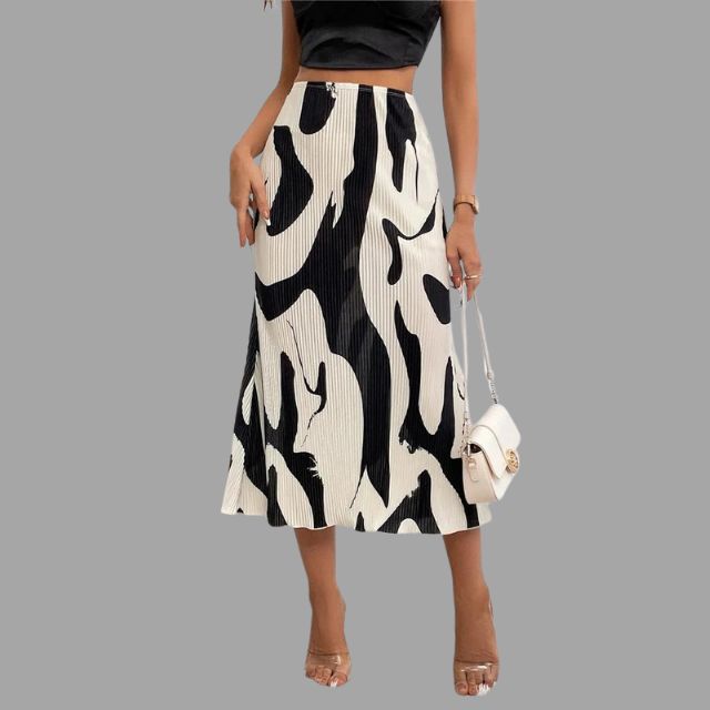 Esmeralda™ Pleated midi skirt with abstract print