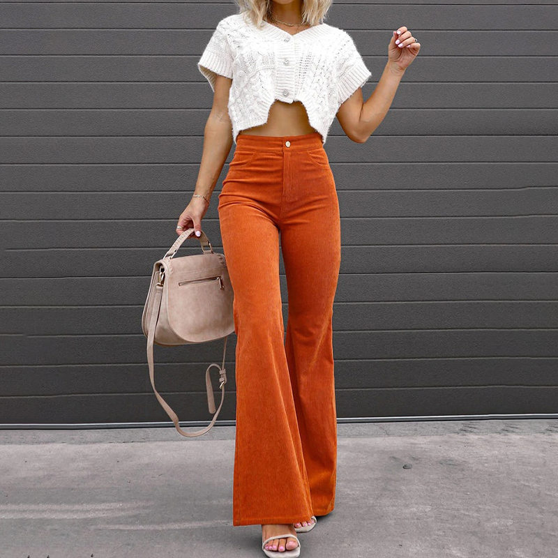 Luna™ corduroy trousers with flare and high waist